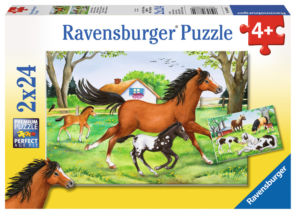 2 x 24 Teile Ravensburger Kinder Puzzle Welt der Pferde 08882