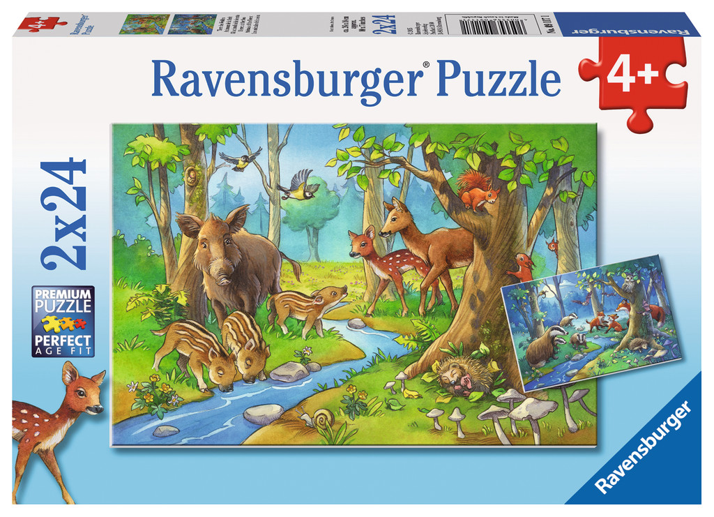 2 x 24 Teile Ravensburger Kinder Puzzle Tiere des Waldes 09117