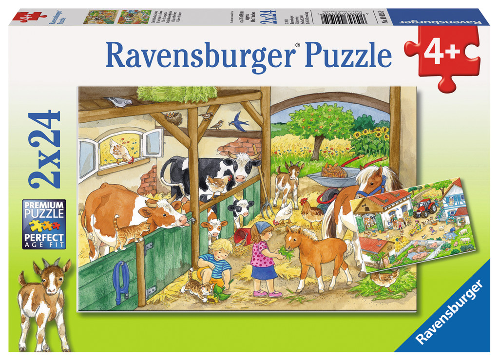 2 x 24 Teile Ravensburger Kinder Puzzle Fröhliches Landleben 09195