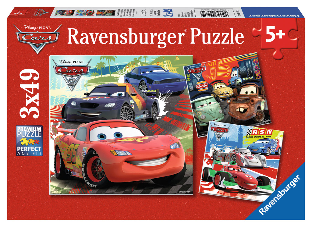 3 x 49 Teile Ravensburger Kinder Puzzle Disney Pixar Cars Weltweiter Rennspaß 09281