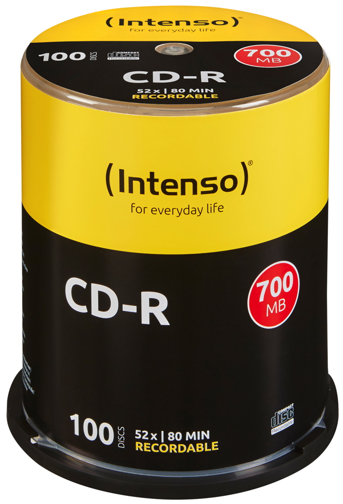 100 Intenso Rohlinge CD-R 80Min 700MB 52x Spindel