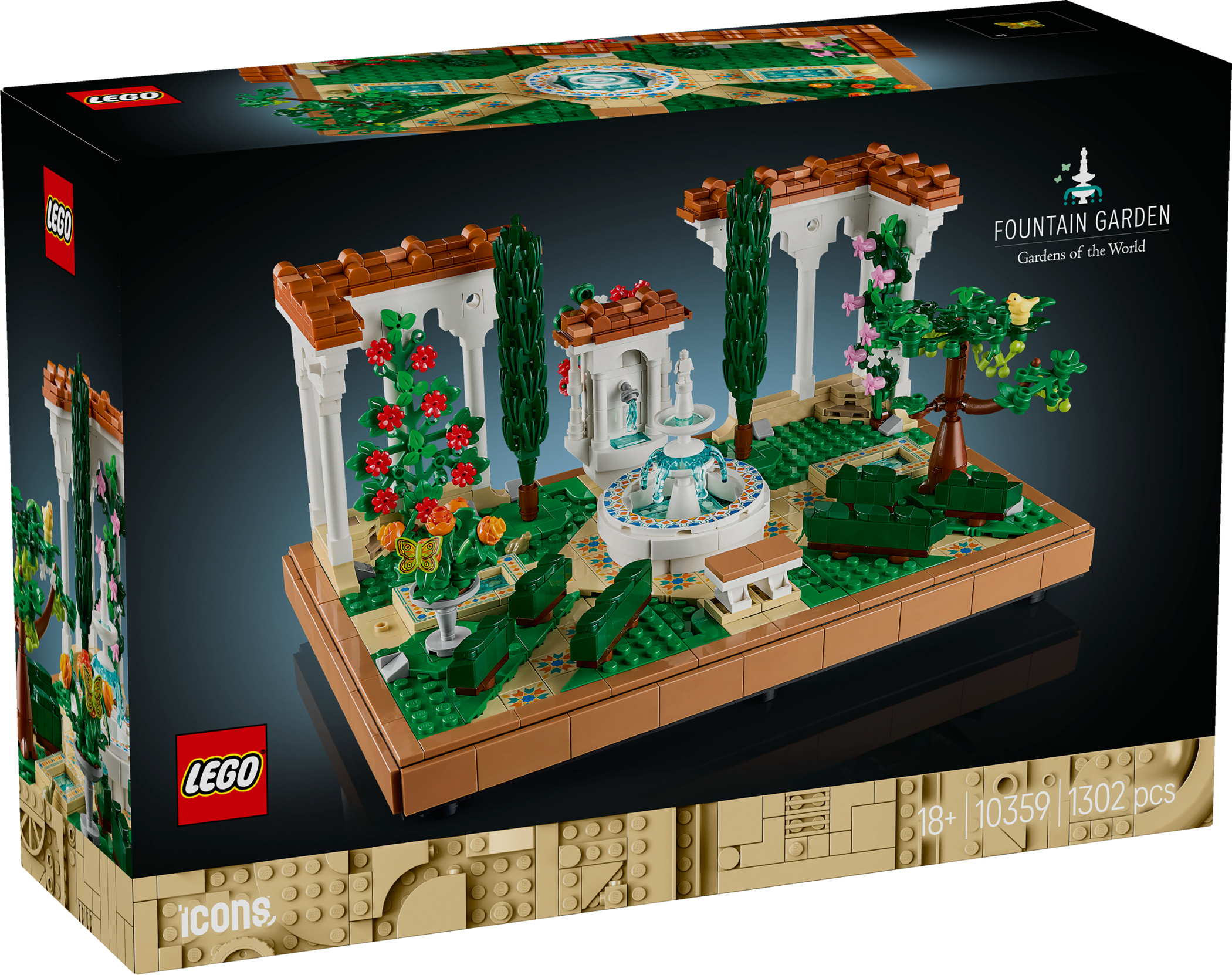 LEGO&reg; Icons Springbrunnengarten 1302 Teile 10359