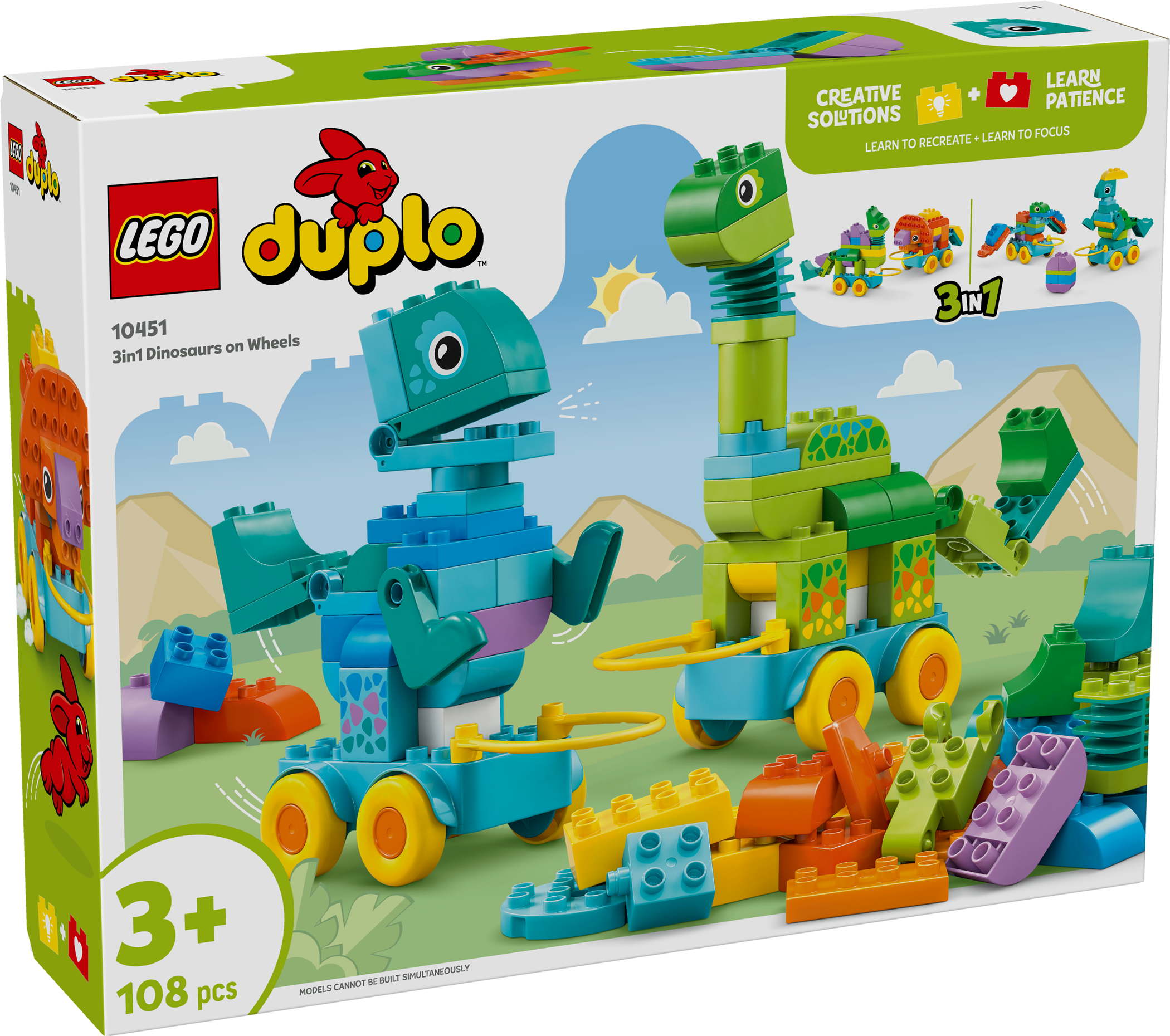 LEGO&reg; DUPLO&reg; Dinos auf R�dern 3-in-1-Set 108 Teile 10451