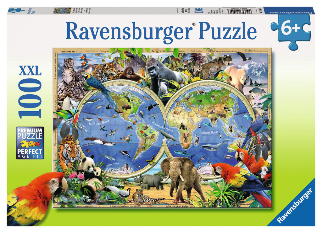 100 Teile Ravensburger Kinder Puzzle XXL Tierisch um die Welt 10540