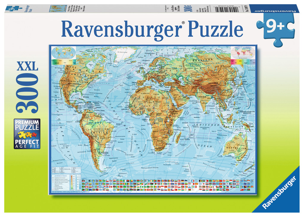 300 Teile Ravensburger Kinder Puzzle XXL Politische Weltkarte 13097