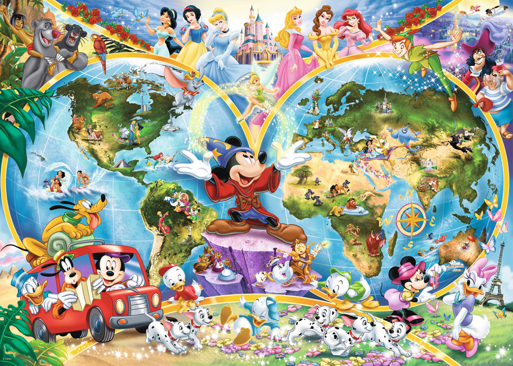 1000 Teile Ravensburger Puzzle Disney Disney's Weltkarte 15785