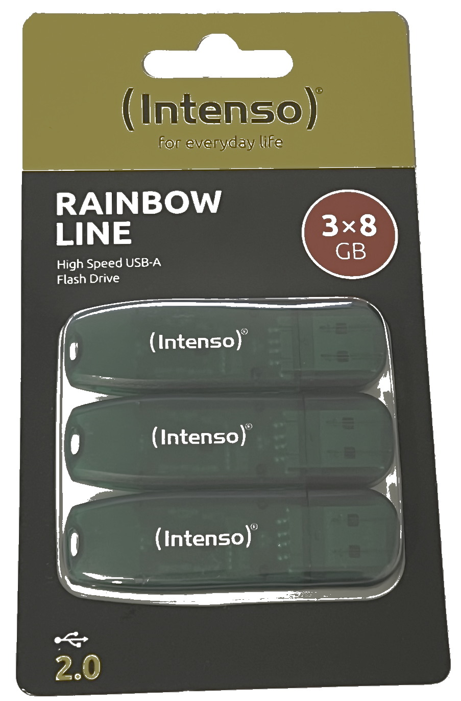 Intenso USB Stick 8GB Speicherstick Rainbow Line grün 3er Pack