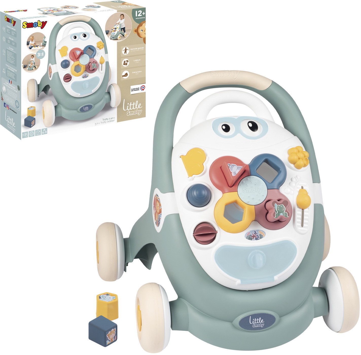Smoby Spielzeug Little Smoby 3-in-1 Lauflernwagen Baby Kinder 7600140304