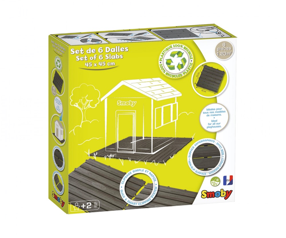 Smoby Outdoor Spielzeug Garten Spielhaus Zubehör Bodenplatten-Set mit Klicksystem 6 Stück 7600810907