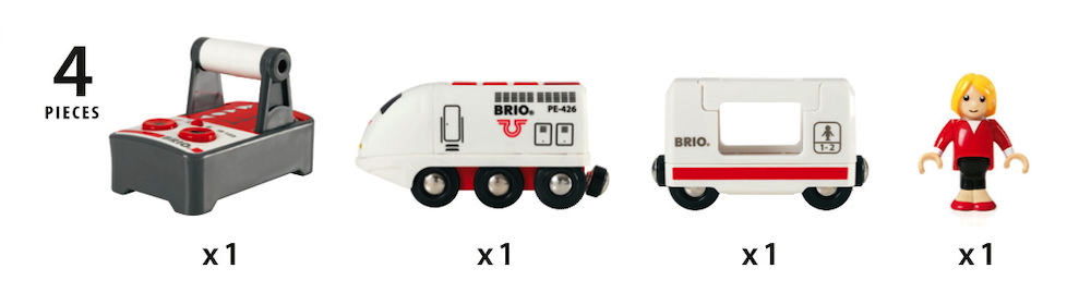 Brio World Eisenbahn Zug IR Express Reisezug mit Fernsteuerung 4 Teile