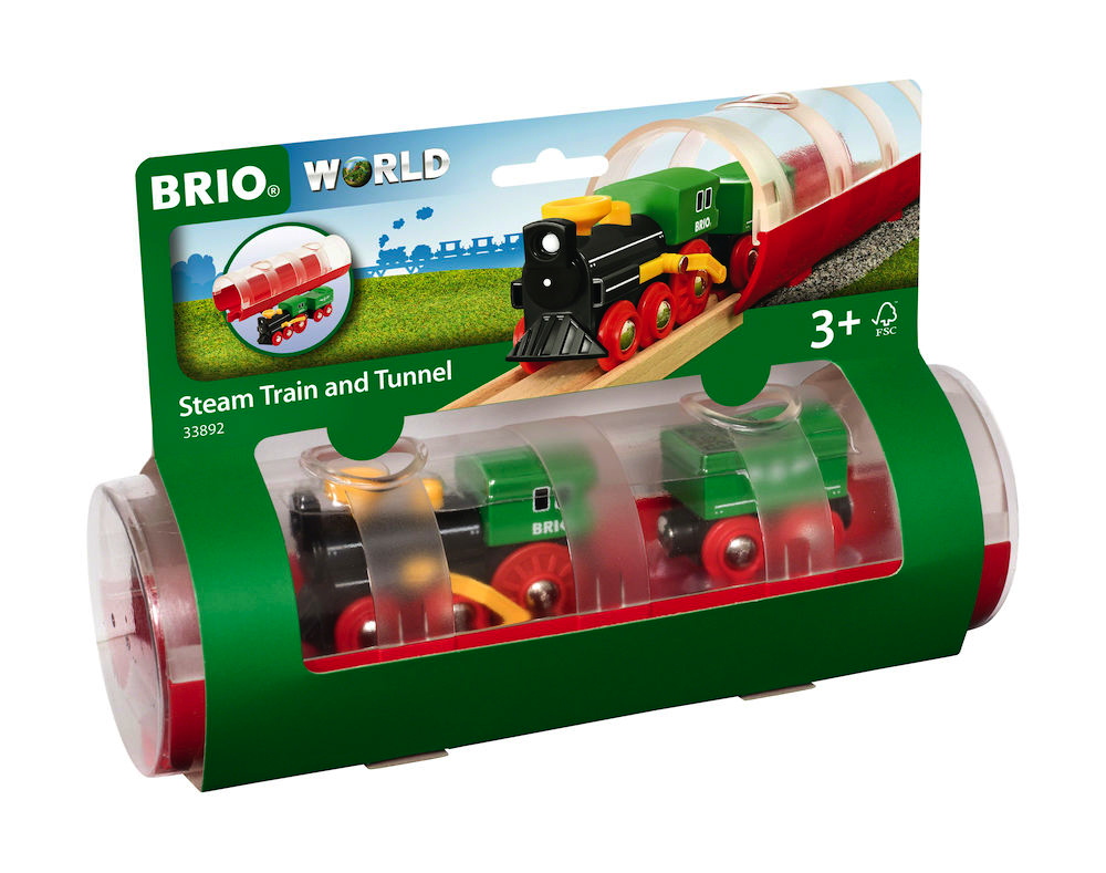 Brio World Eisenbahn Zug Tunnel Box Dampflokzug 3 Teile 33892