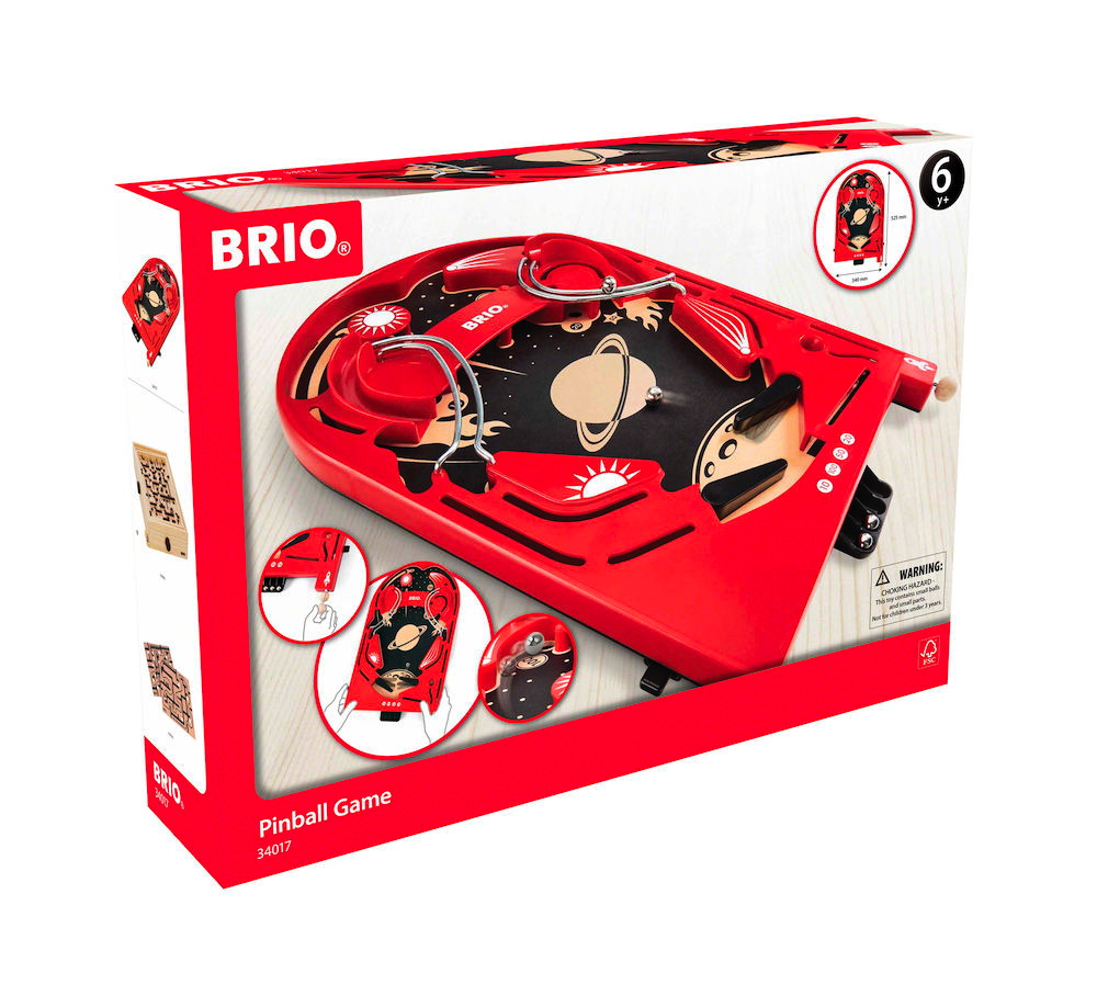 Brio Familienspiele Geschicklichkeitsspiel Holz Flipper Space Safari 5 Teile 34017