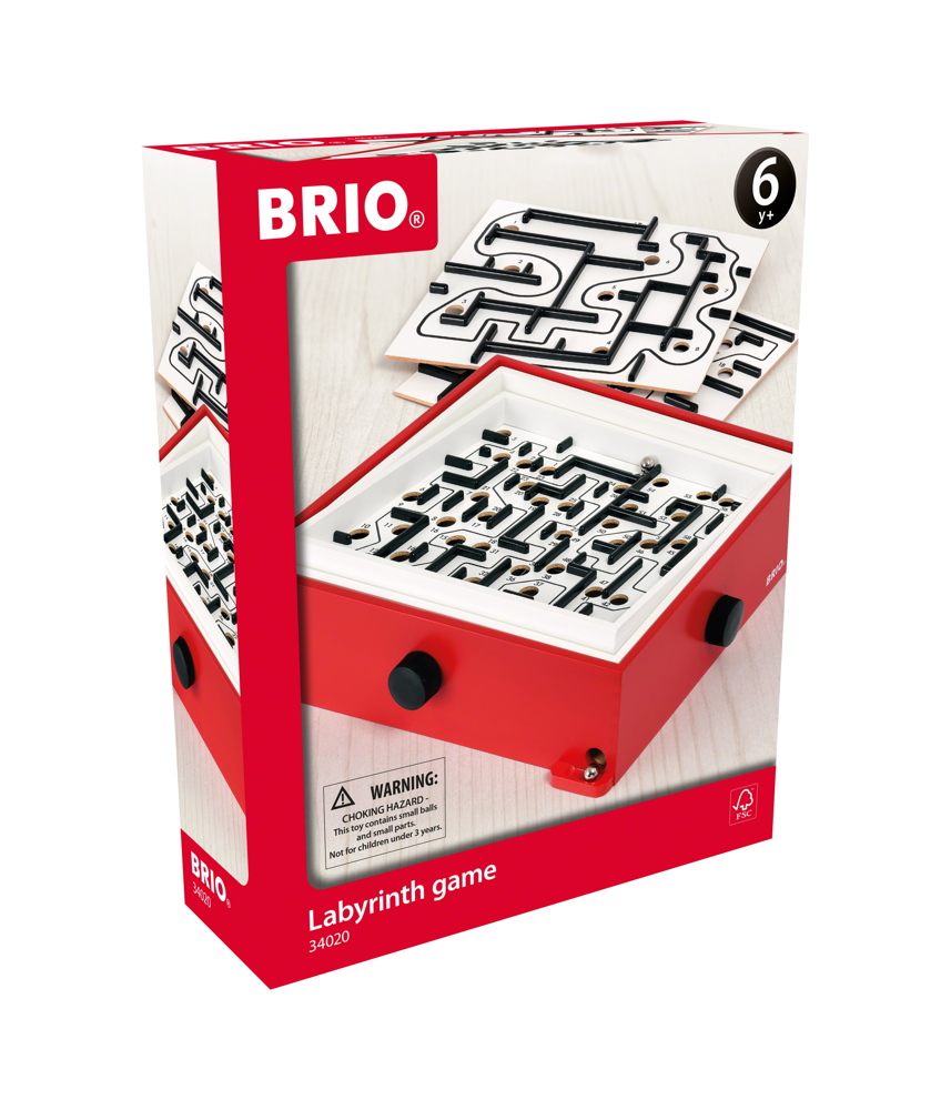 Brio Familienspiele Geschicklichkeitsspiel Labyrinth mit Übungsplatten rot 5 Teile 34020