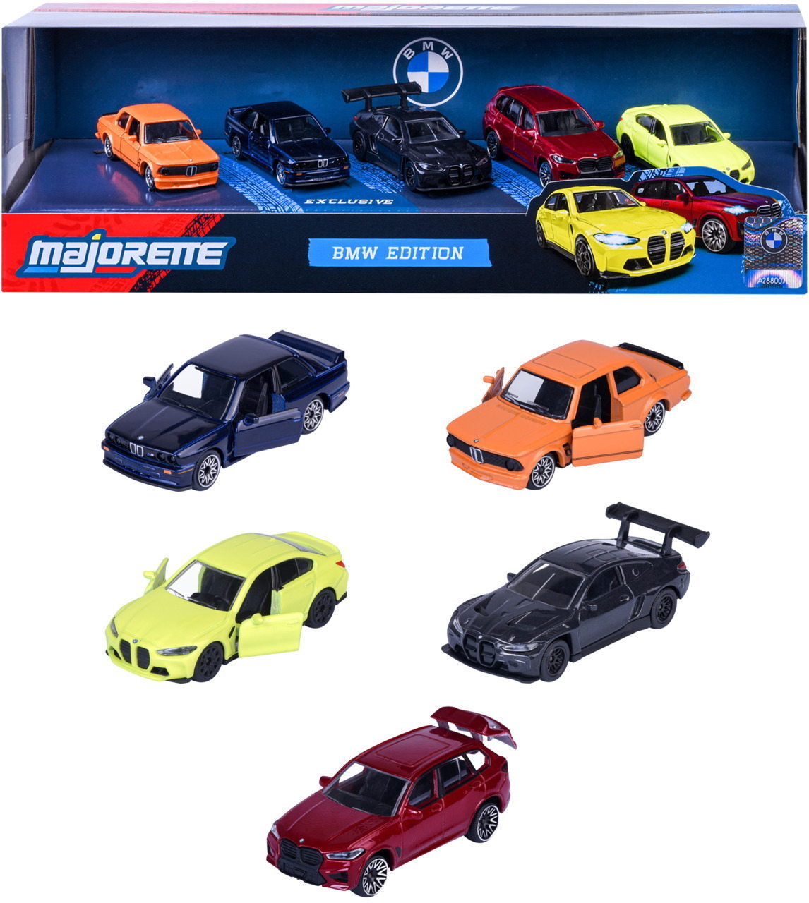 Majorette Spielzeugauto BMW 5er Pack Giftpack M3, X5M, Turbo, M4, M3 7,5 cm 8502105005