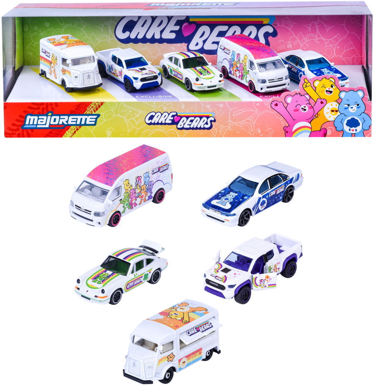 Majorette Spielzeugauto Care Bears Gl�cksb�rchi 5er Pack Giftpack 7,5 cm 8504105005