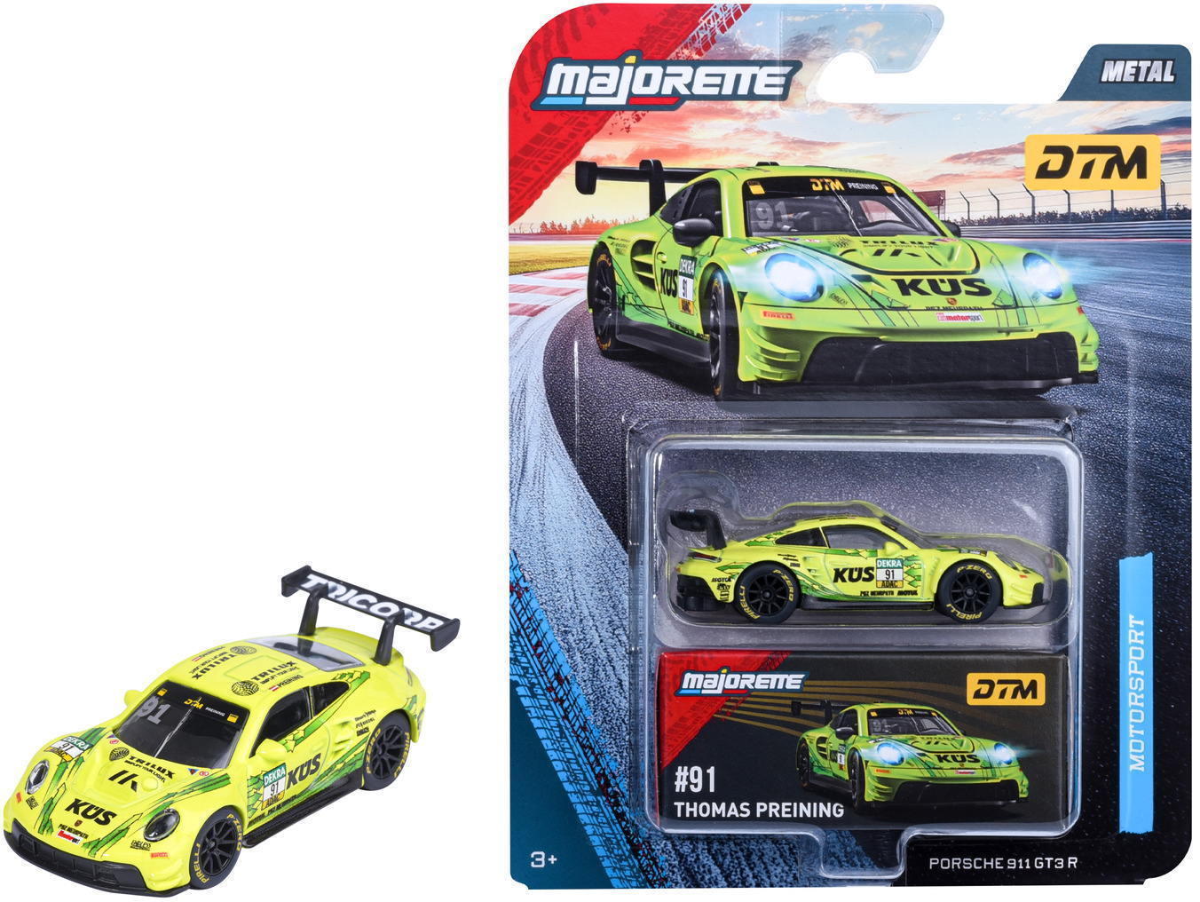 Majorette Spielzeugauto Deluxe Porsche 911 GT3 R, gelb 7,5 cm 8502101004Q03