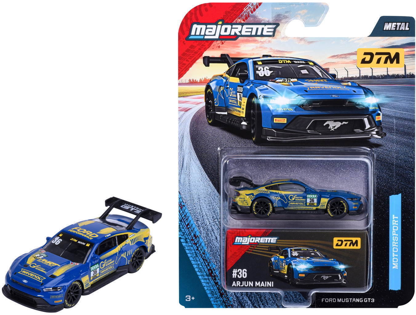 Majorette Spielzeugauto Deluxe Ford Mustang GT3, blau 7,5 cm 8502101004Q05