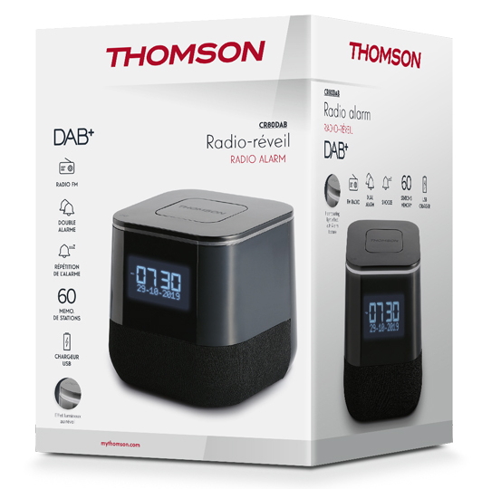 Thomson Radiowecker CR80DAB DAB+ Radio USB Ladeanschluss schwarz TH379242