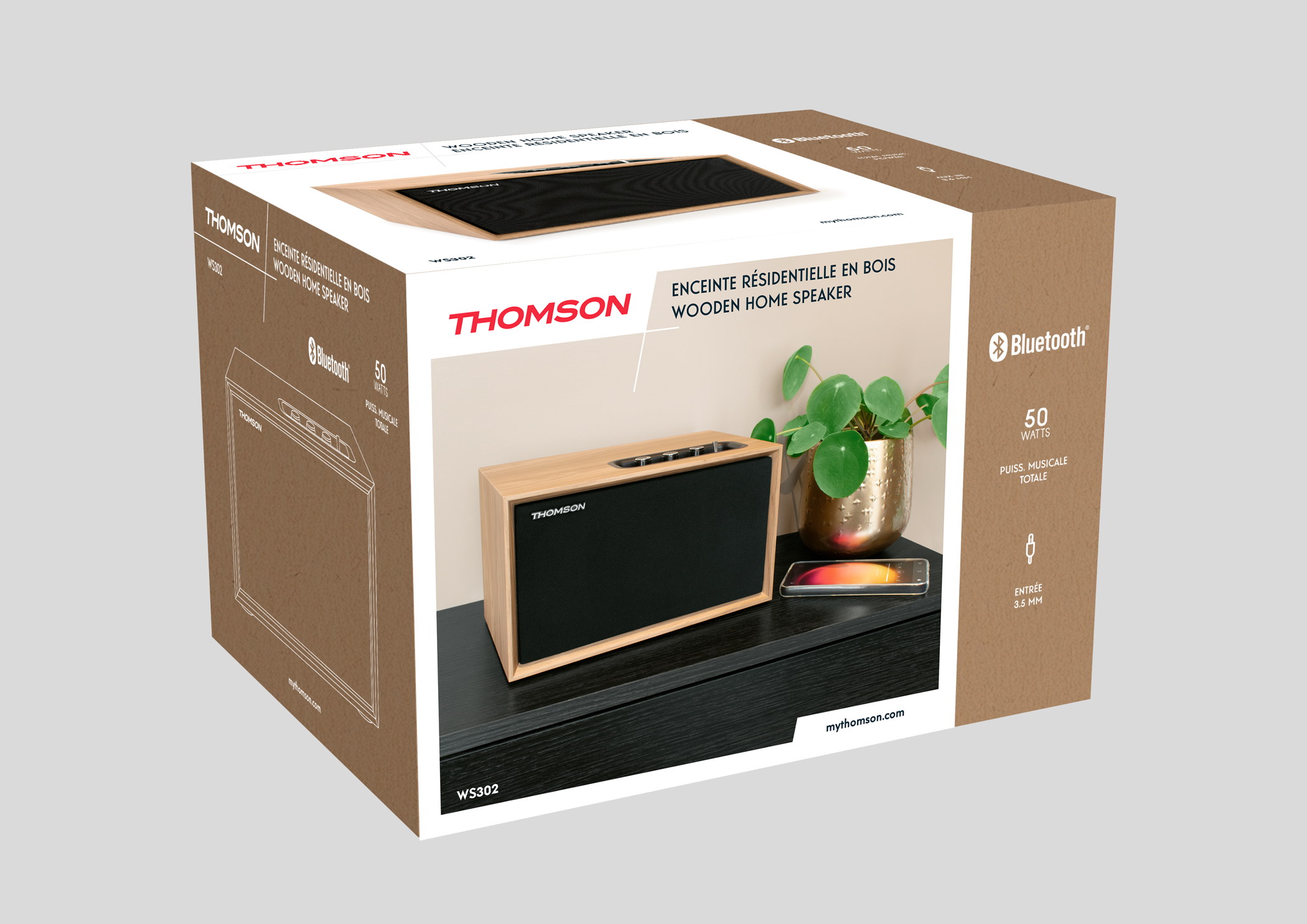 Thomson Bluetooth Lautsprecher Holz WS302 schwarz TH389647
