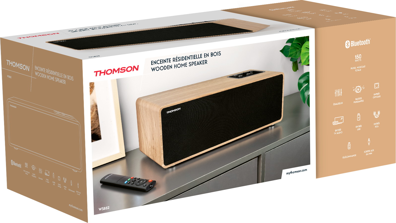 Thomson Bluetooth Regallautsprecher Cosy Range WS852 Holz braun TH389739