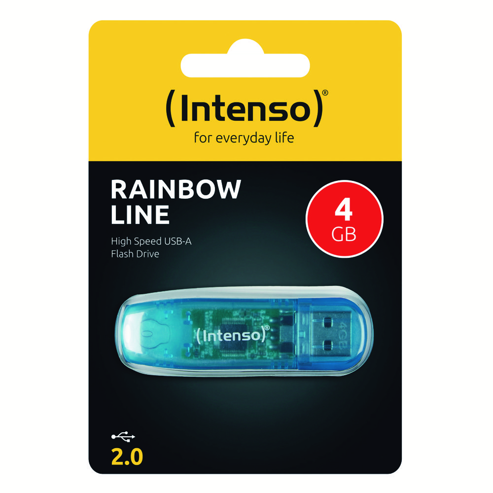 Intenso USB Stick 4GB Speicherstick Rainbow Line blau