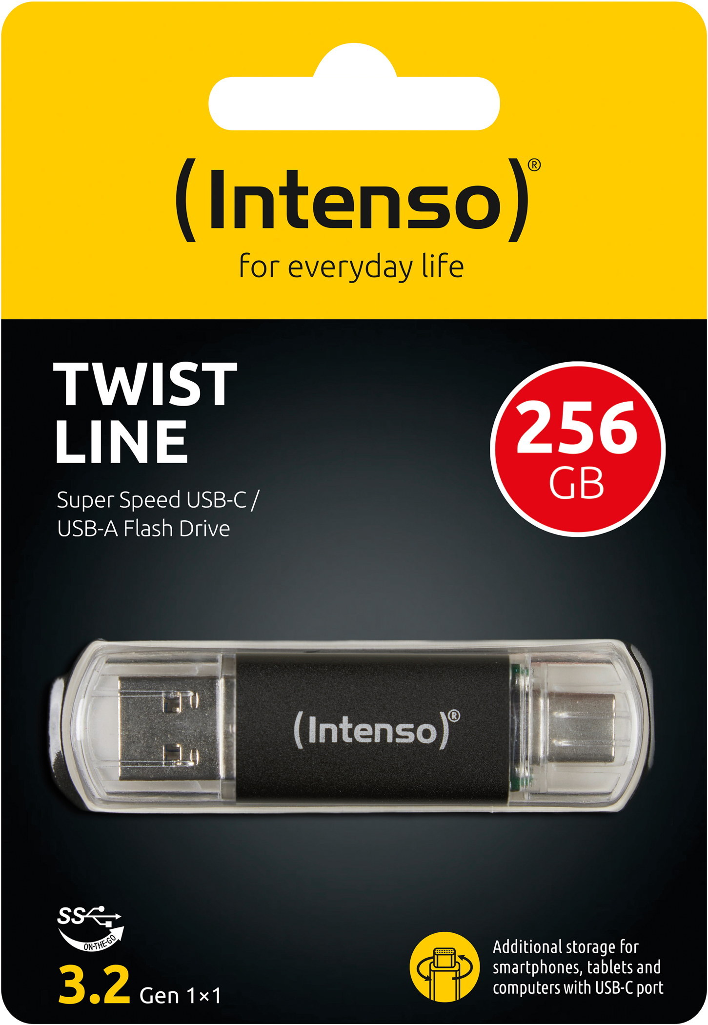 Intenso USB Stick 256GB Speicherstick Twist Line USB 3.2 Gen. 1x1 USB-A / USB-C