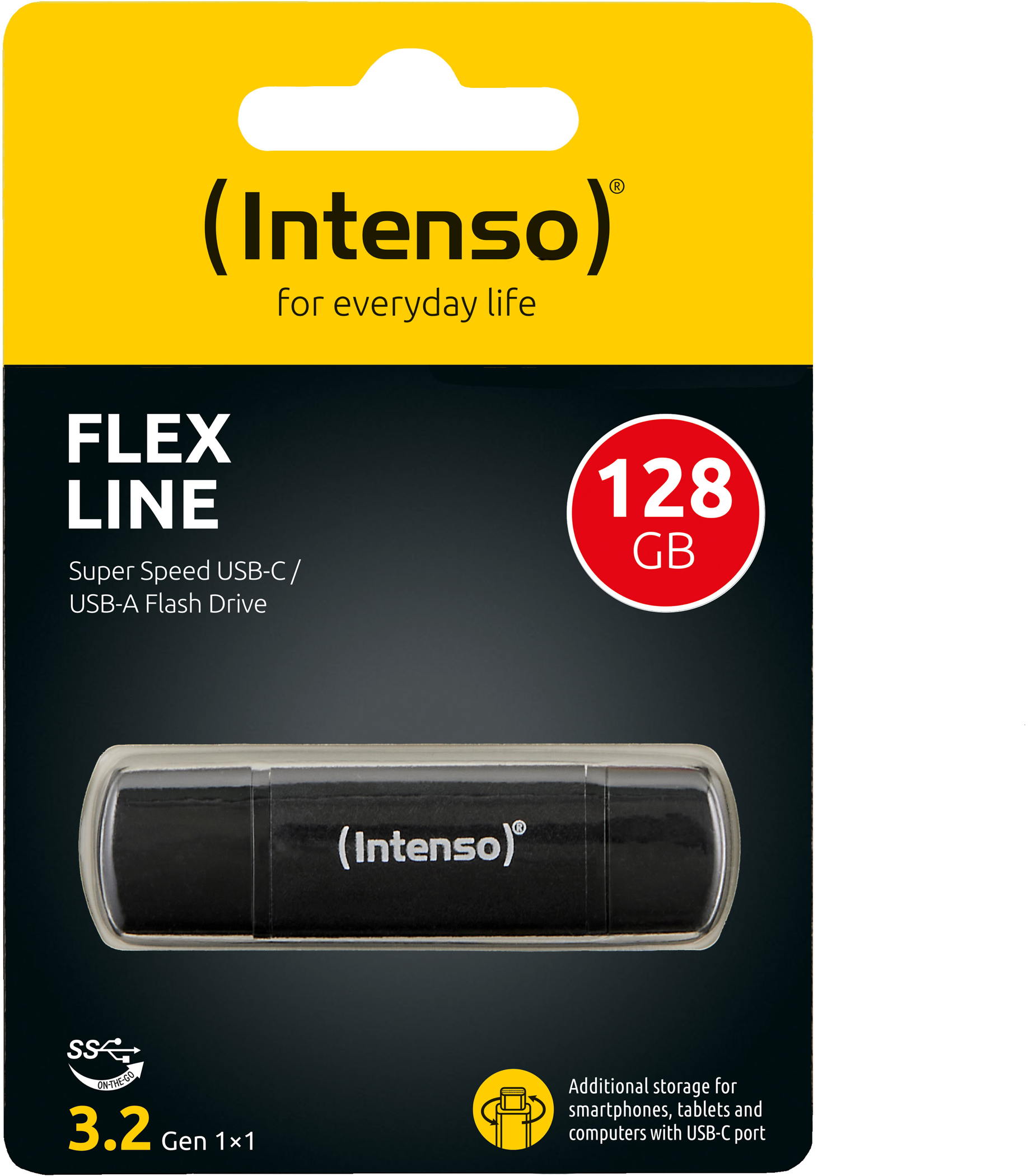 Intenso USB Stick 128GB Speicherstick Flex Line USB 3.2 Gen. 1x1 USB-A / USB-C