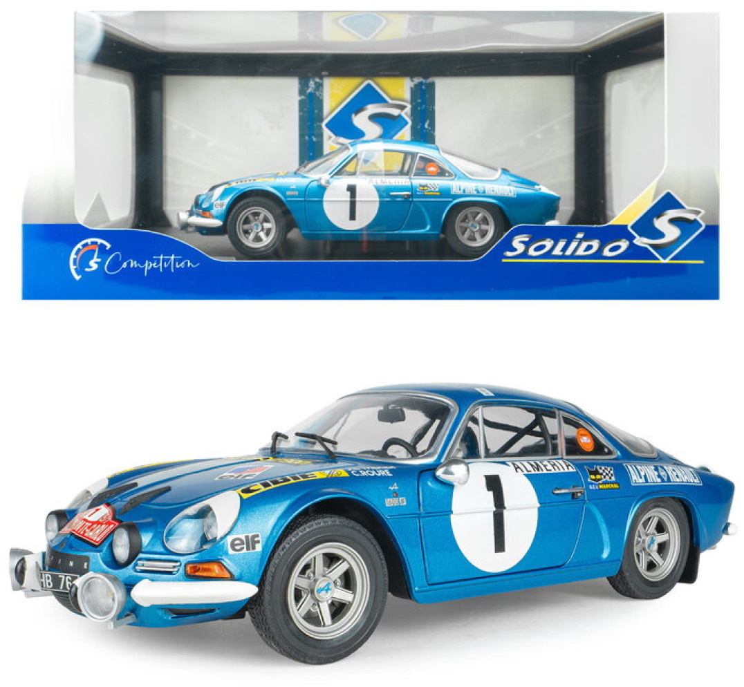 Solido Modellauto Maßstab 1:18 Alpine A110 1600S #1 blau Rally Monte Carlo 1972 S1804210