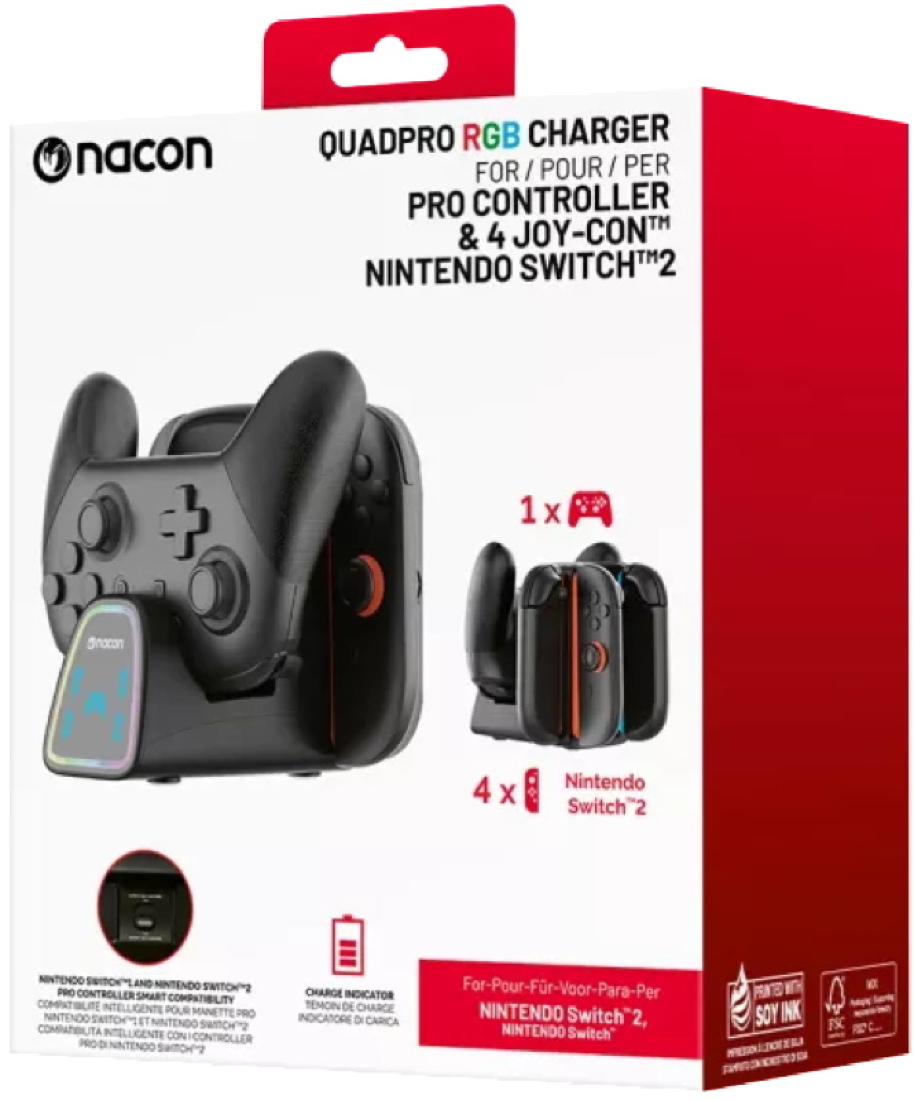 Nacon Ladegerät für Nintendo Switch 2 Charging Station Pro für Joy-Con, Pro Controller NA029109