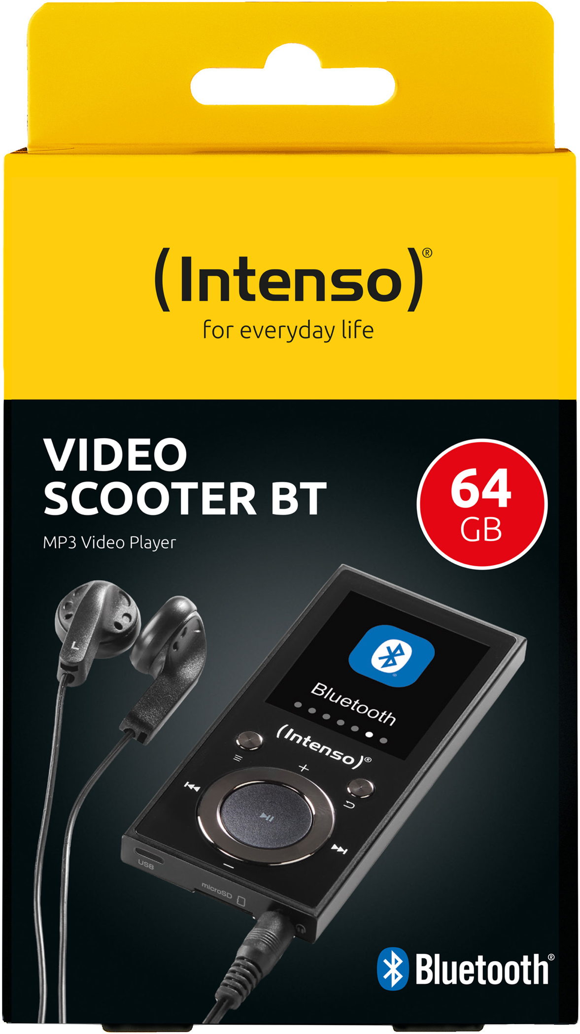 Intenso MP3 Player Video Scooter Bluetooth 64GB 1,8 Zoll Display schwarz