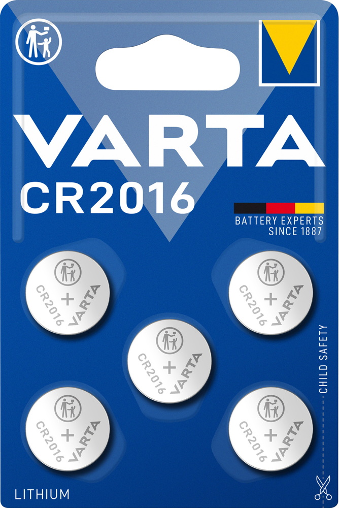 5 Varta 6016 Professional CR 2016 Lithium Knopfzelle Batterien im 5er Blister