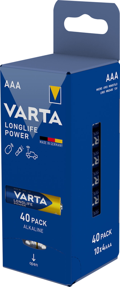 40 Varta 4903 Longlife Power AAA / Micro Alkaline Batterien im 40er Box