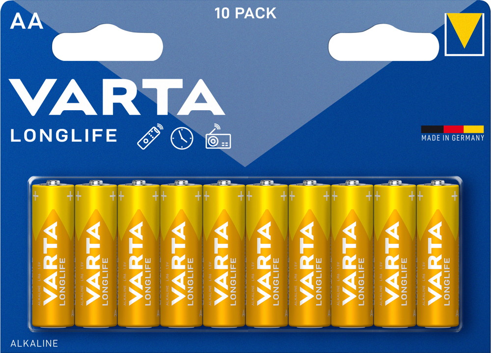 100 Varta 4106 Longlife AA / Mignon Alkaline Batterien in 10er Blister