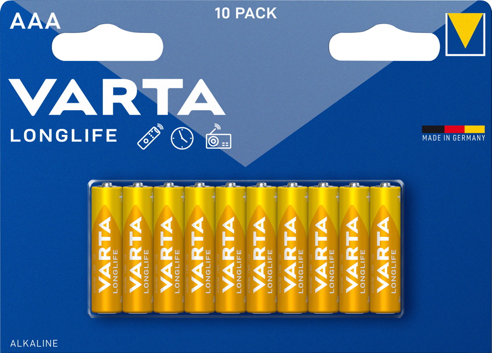 100 Varta 4103 Longlife AAA / Micro Alkaline Batterien in 10er Blister