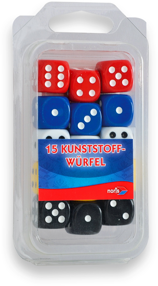 Noris Zubeh�r 15 Kunststoff-Augenw�rfel bunt 16mm 606154366