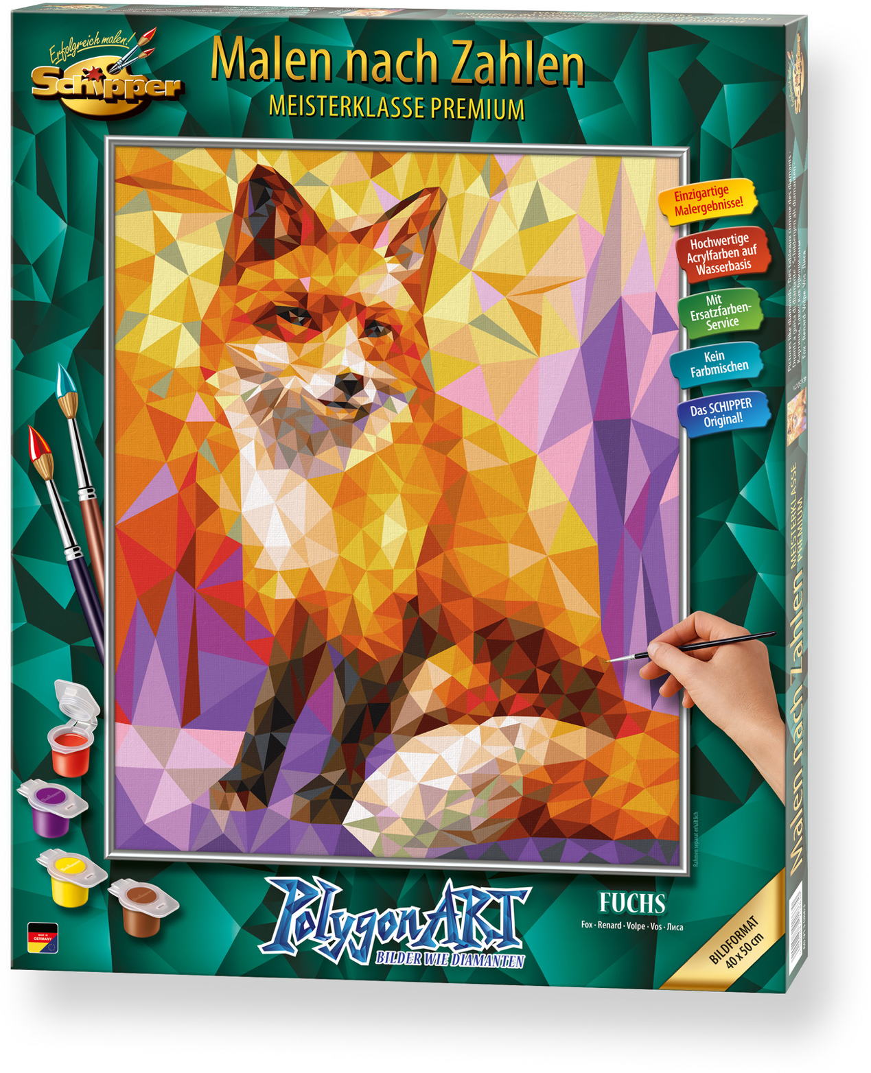 Schipper Malen nach Zahlen Master Class Premium 40x50cm Polygon Art Fuchs 609130863