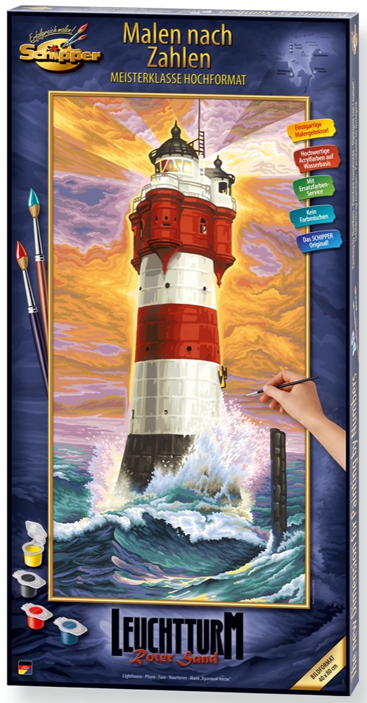 Schipper Malen nach Zahlen Master Class Upright format 40x80cm Leuchtturm Roter Sand 609220399