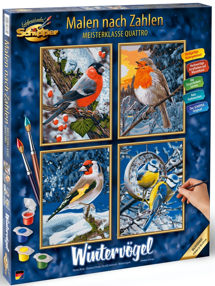 Schipper Malen nach Zahlen Master Class Quattro 4x18/24cm Wintervögel 609340661