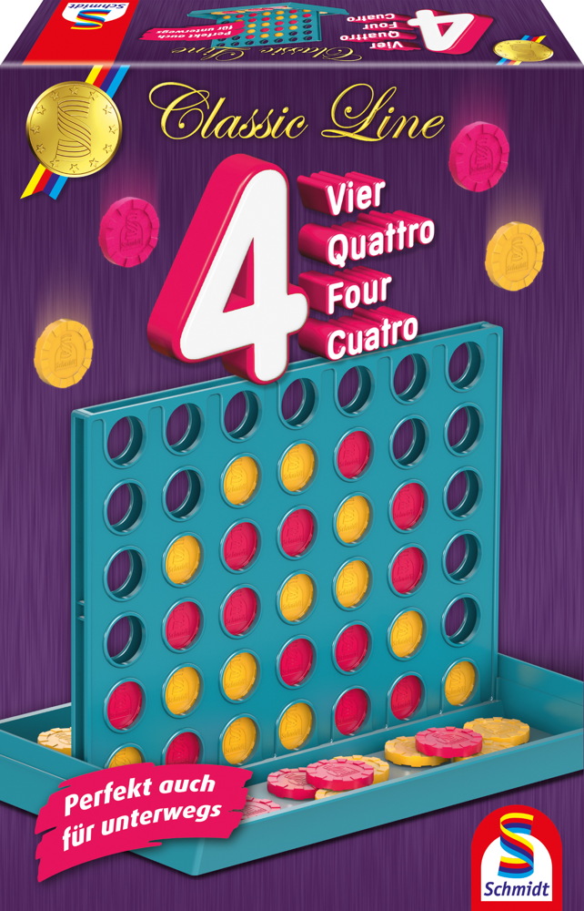 Schmidt Spiele Familienspiel Strategiespiel Vier mit großen Spielsteinen 49403