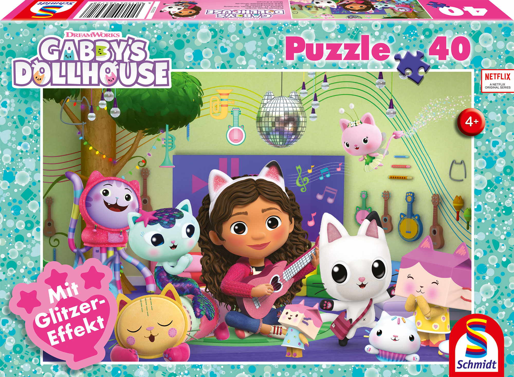 40 Teile Schmidt Spiele Kinder Puzzle Gabby's Dollhouse Glitzer Miau-ziger Partyspaß 56472