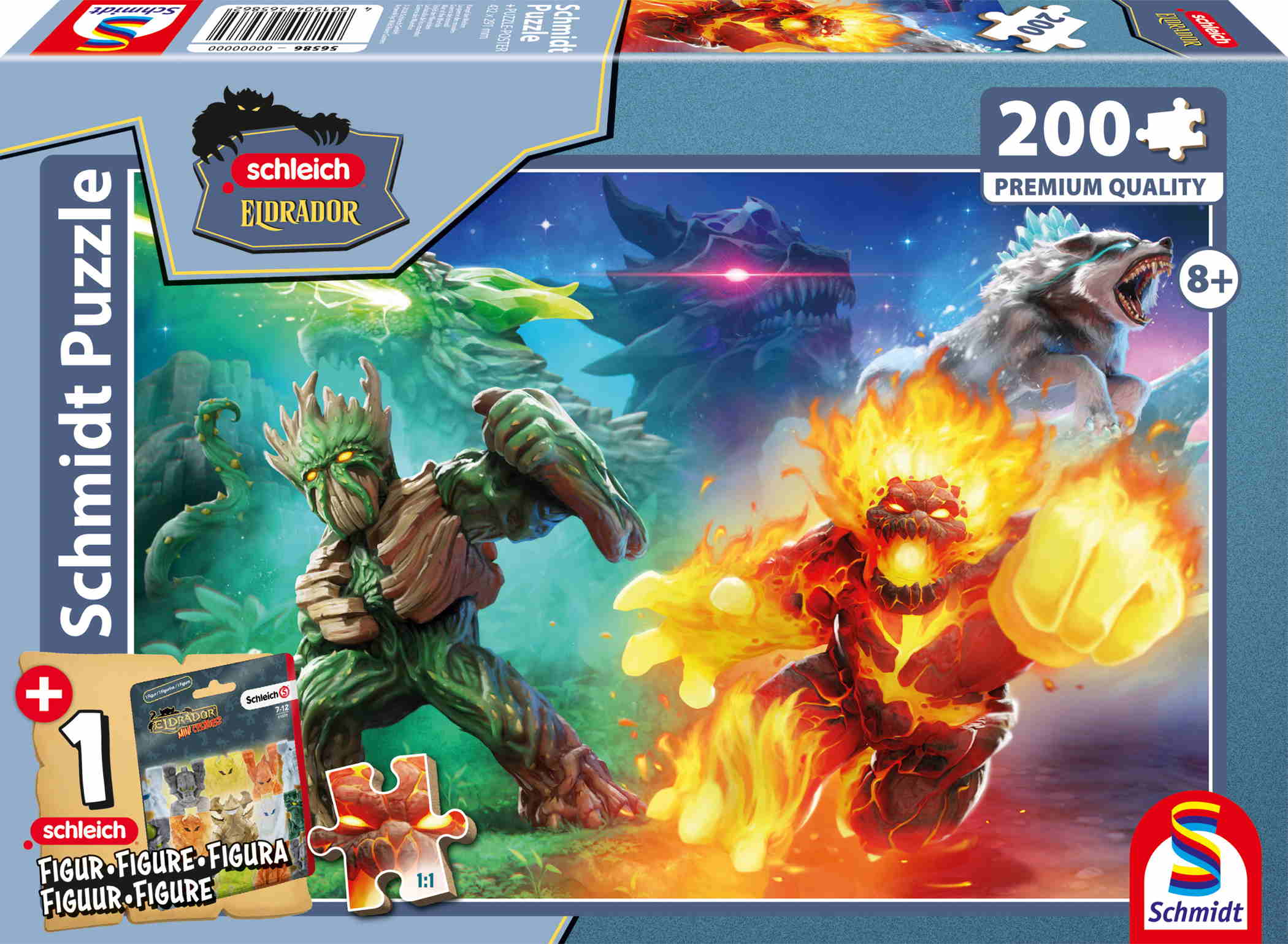 200 Teile Schmidt Spiele Kinder Puzzle Eldrador Kampf der Welten + Schleich Figur 56586