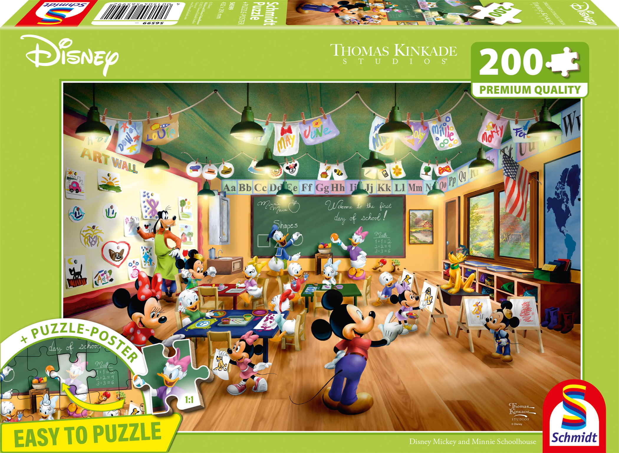 200 Teile Schmidt Spiele Puzzle Thomas Kinkade Mickey and Minnie, Schoolhouse 56599
