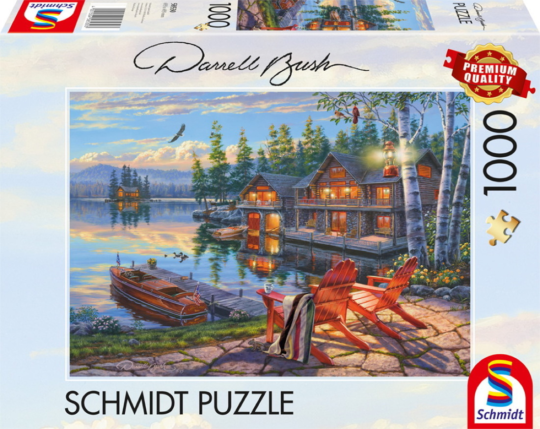 1000 Teile Schmidt Spiele Puzzle Darrel Bush Seeufer am Loon Lake New York 58530