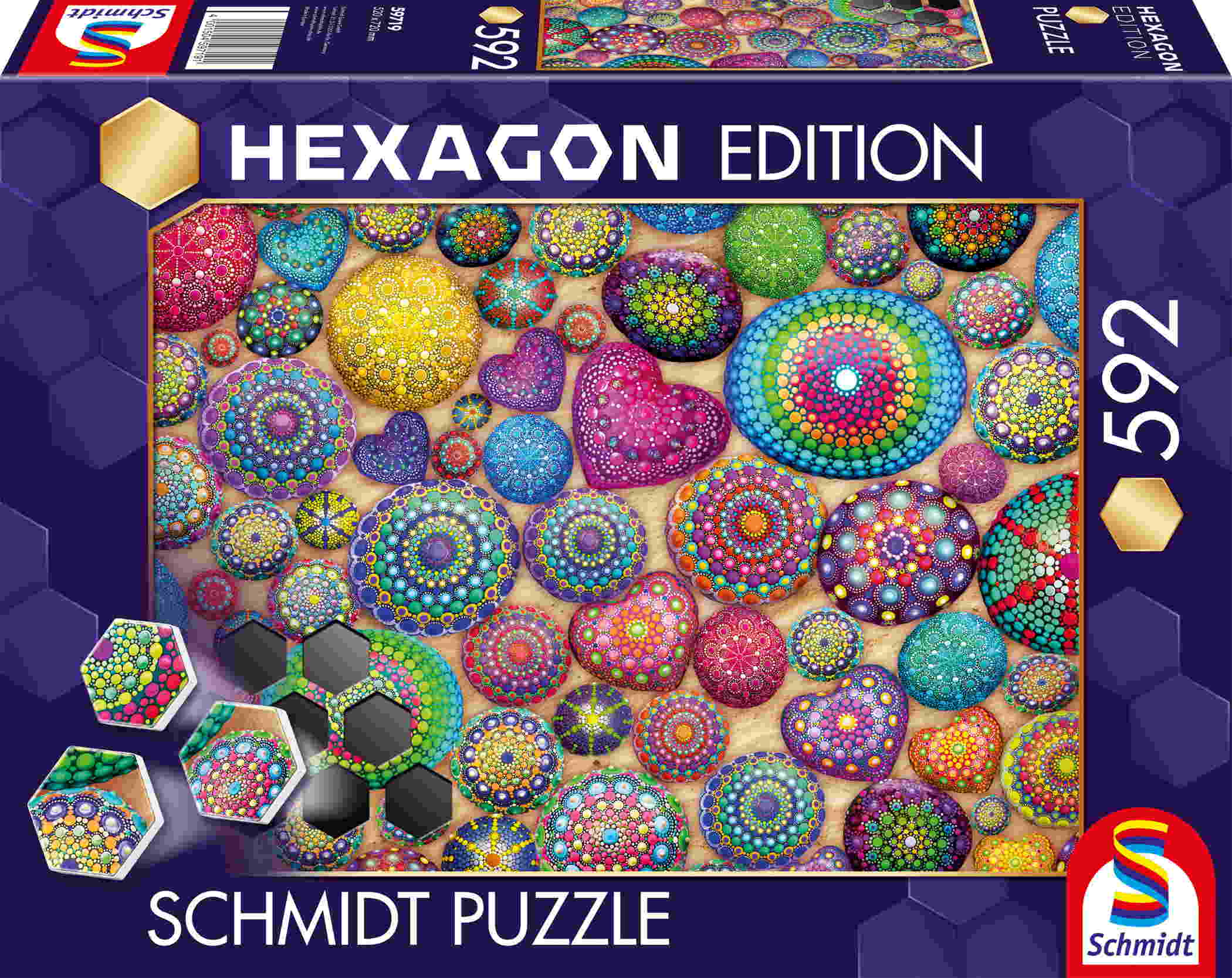 592 Teile Schmidt Spiele Puzzle Hexagon Edition Mandala-Steine 59719