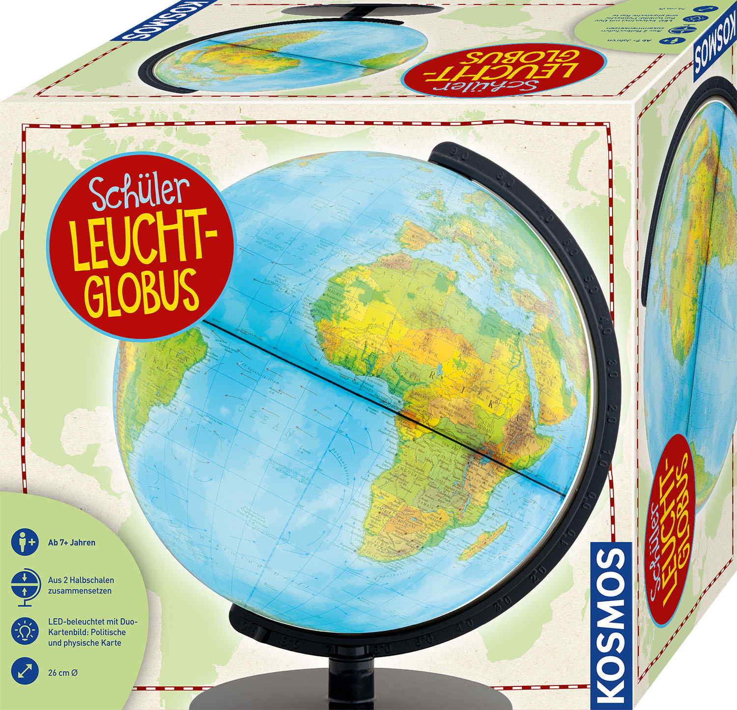 Kosmos Experimentieren Geografie & Universum Sch�ler Leucht-Globus (Selbstmontage) 678043