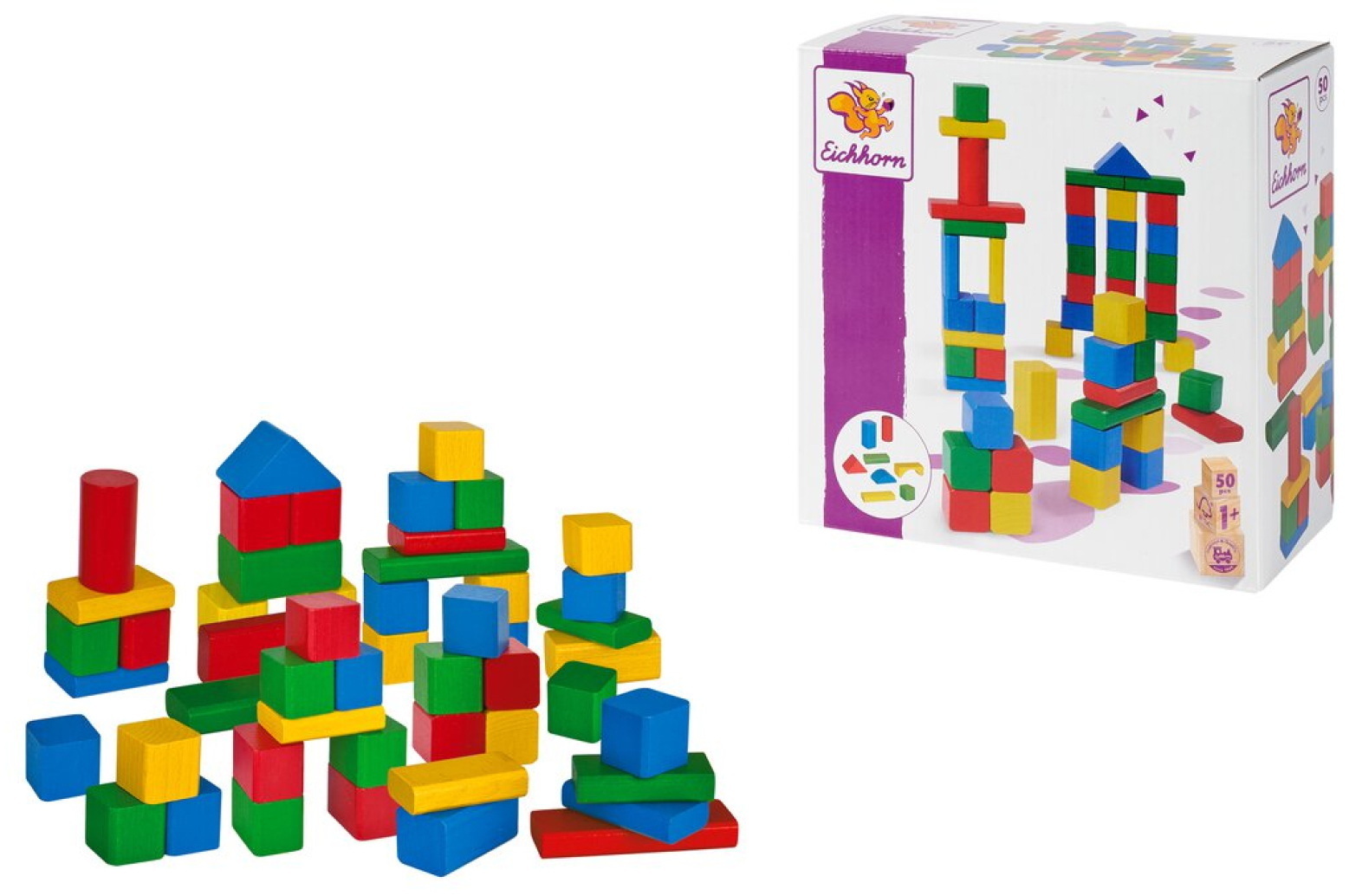 Eichhorn Kleinkindwelt 50 Bunte Holzbausteine 100007700
