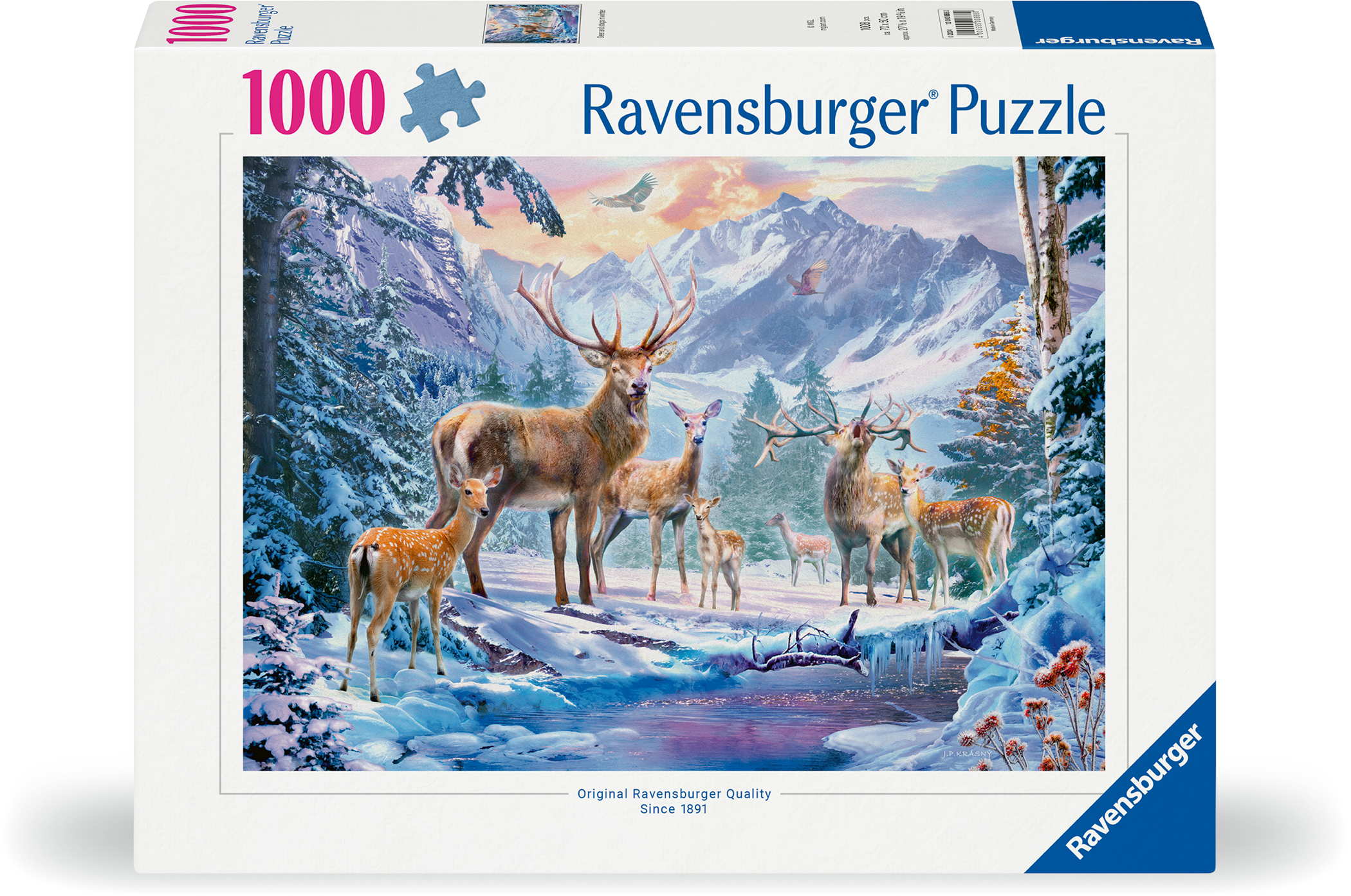 1000 Teile Ravensburger Puzzle Rehe und Hirsche im Winter 12000888