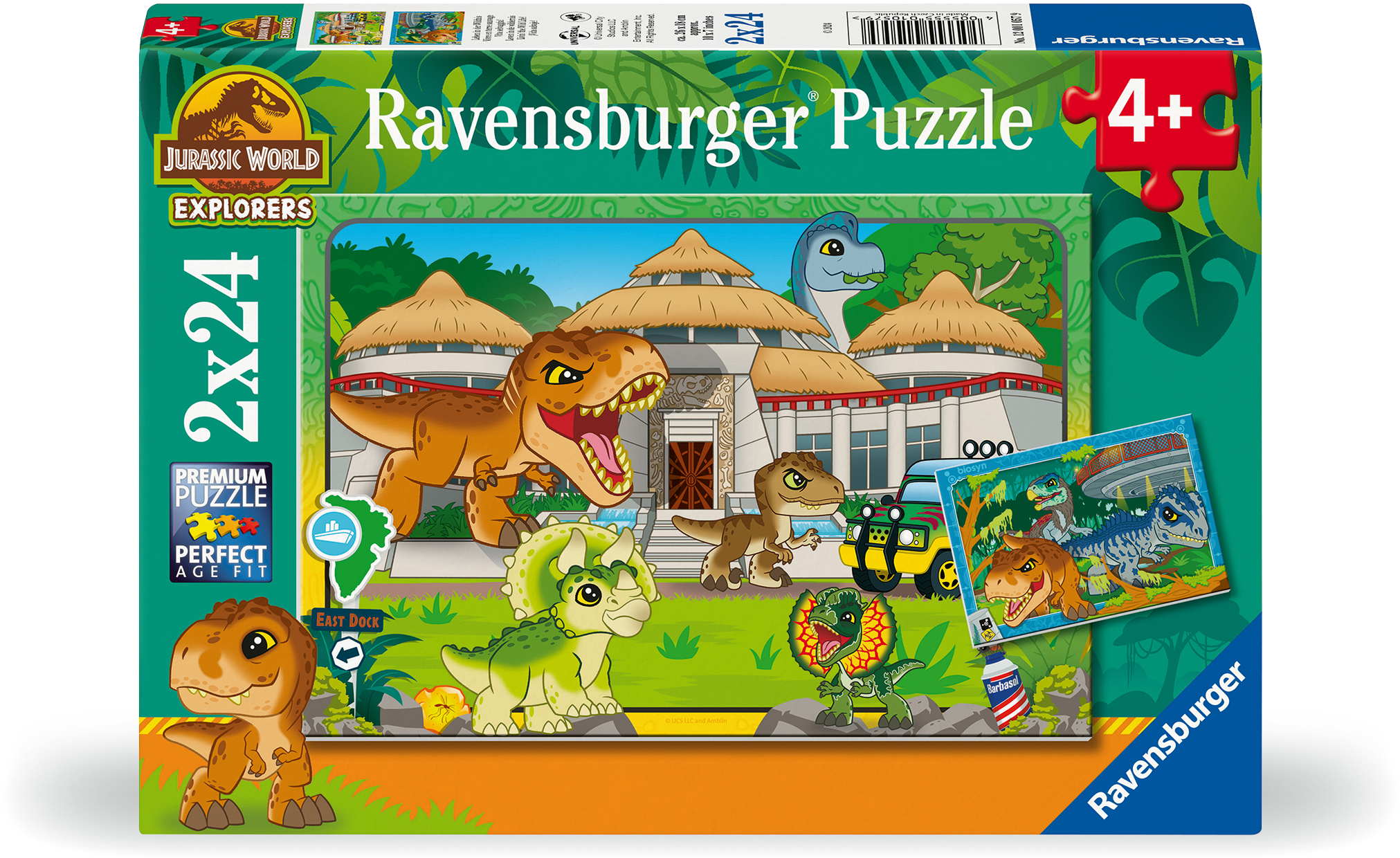 2 x 24 Teile Ravensburger Kinder Puzzle Jurassic Park Leben in der Wildnis 12001057