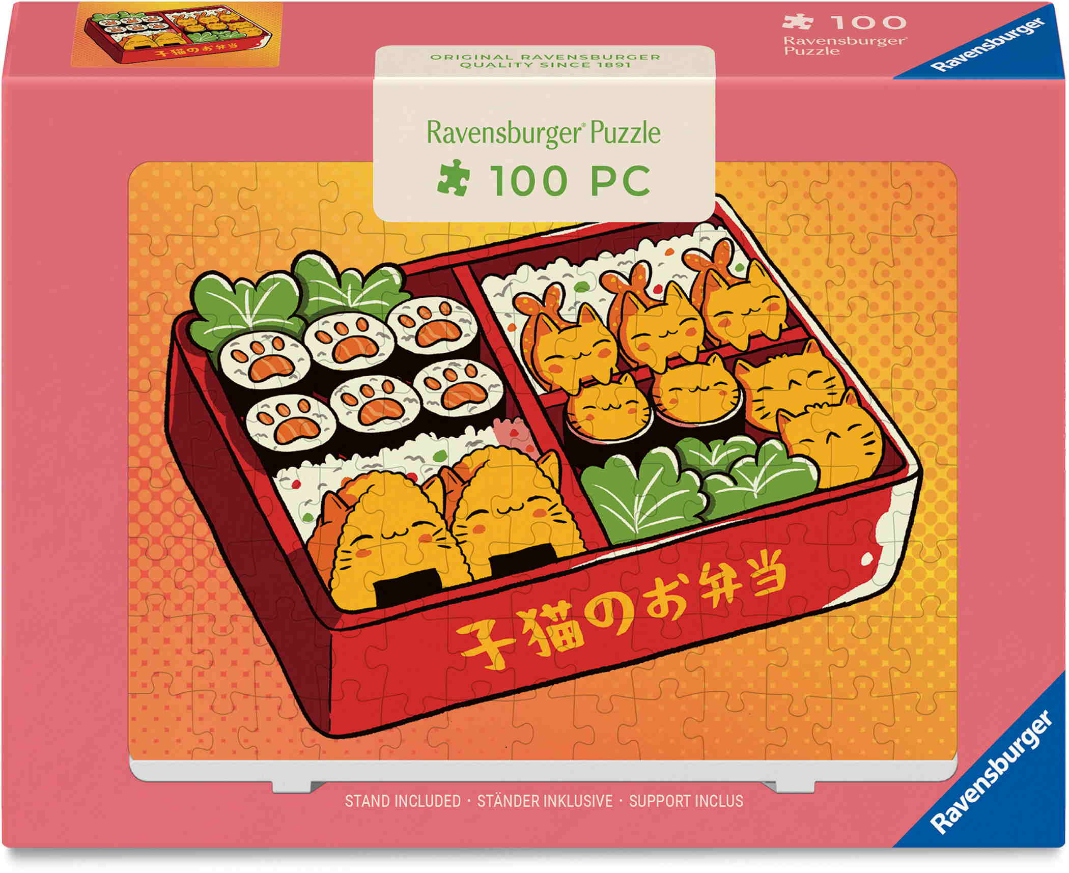 100 Teile Ravensburger Puzzle mit Aufsteller Kawaii-Kätzchen in Bento-Box 12002041