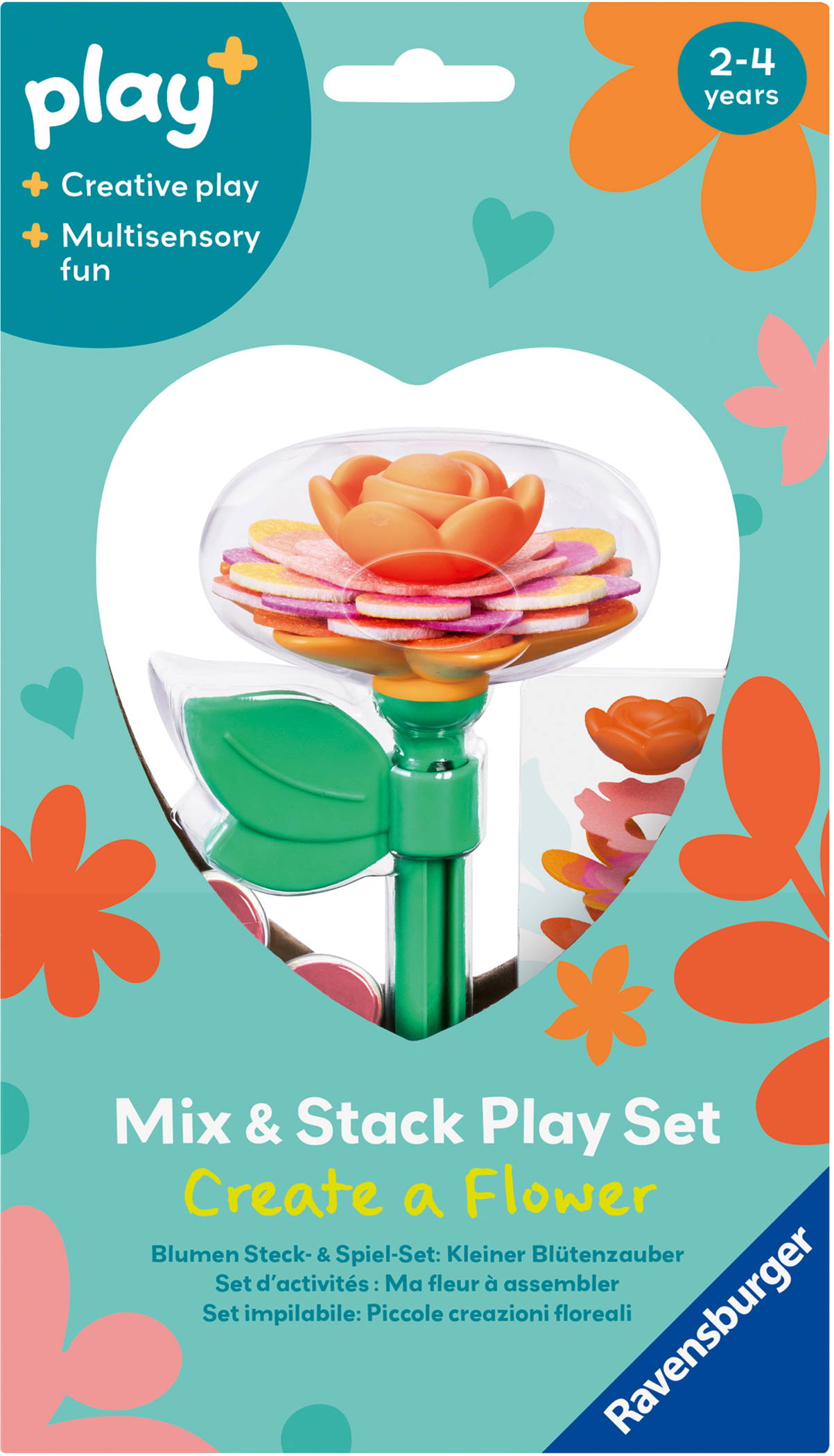 Ravensburger Kleinkindwelt Motorikspielzeug Play+ Blumen Kleiner Bl�tenzauber orange 12002637